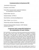 Corporate Anti-Counterfeit Initiatives: An Examination of Louis Vuitton