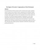 The Impact of Executive Compensation on Firm Performance