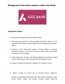 Management Information Systems Used in Axis Bank