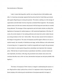 Marijuana decriminalization essay