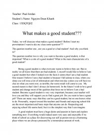 good student essay in english