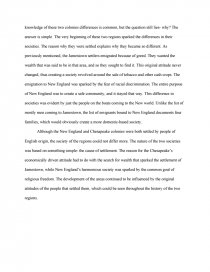 Реферат: New England Chesapeake Colonie Essay Research Paper