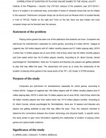 The Correlation of Duration of Playing online Games to the Visual Acuity of  the Grade 12 Stem Students - Research Paper